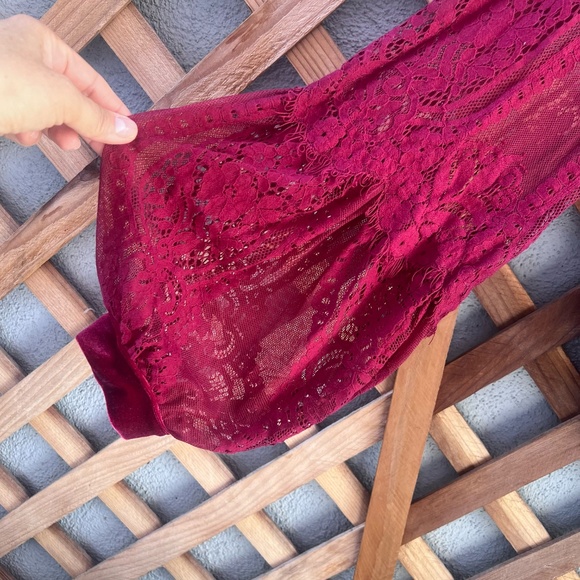 Free People Lace Velvet Boho Top - Picture 9 of 12